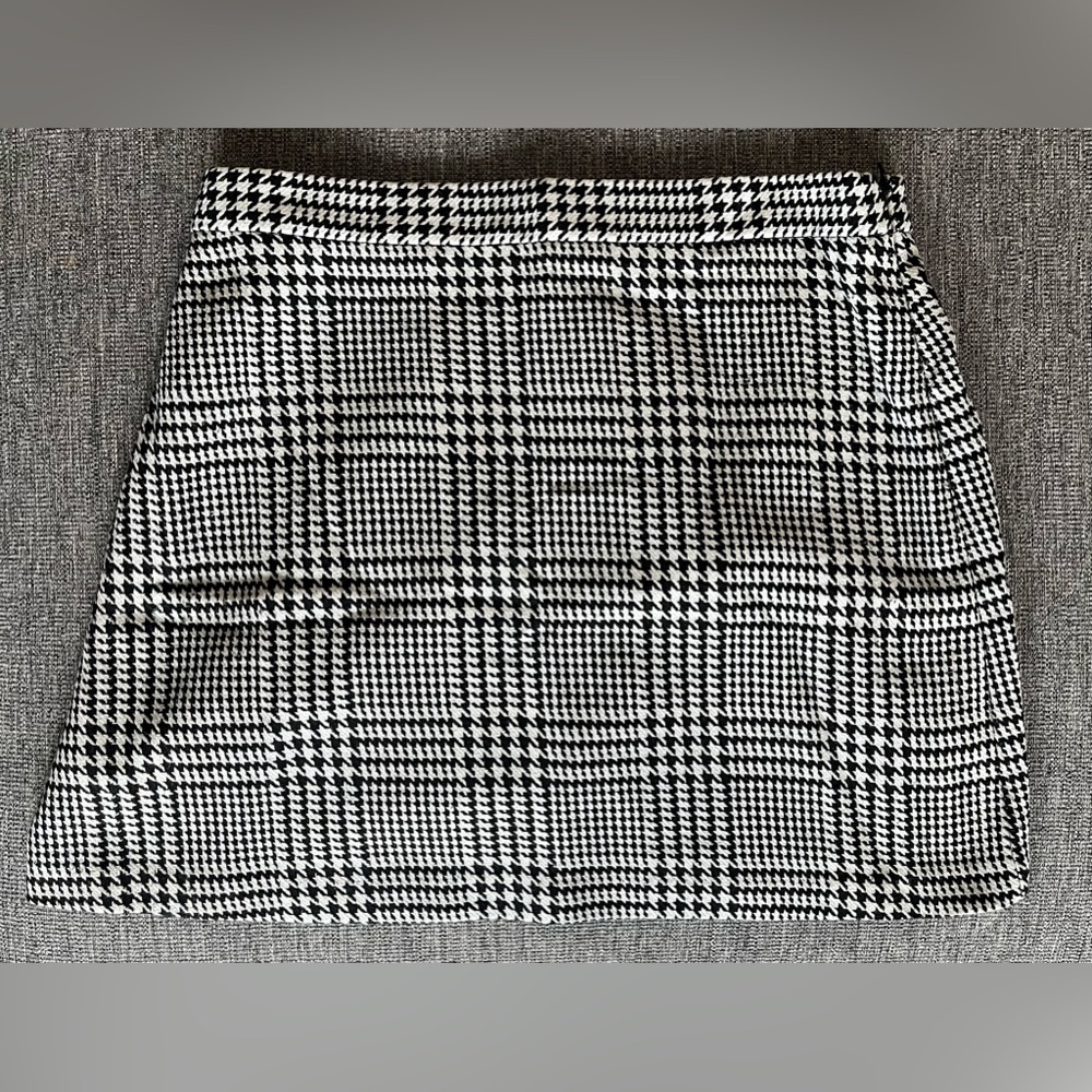 Black and White Plaid Mini Skirt